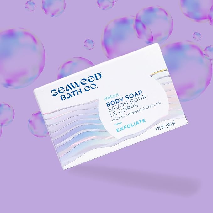 Seaweed Bath Co. Exfoliate Detox Body Soap, 3.75 Ounce, Sustainably Harvested Seaweed, Charcoal (Packaging May Vary)