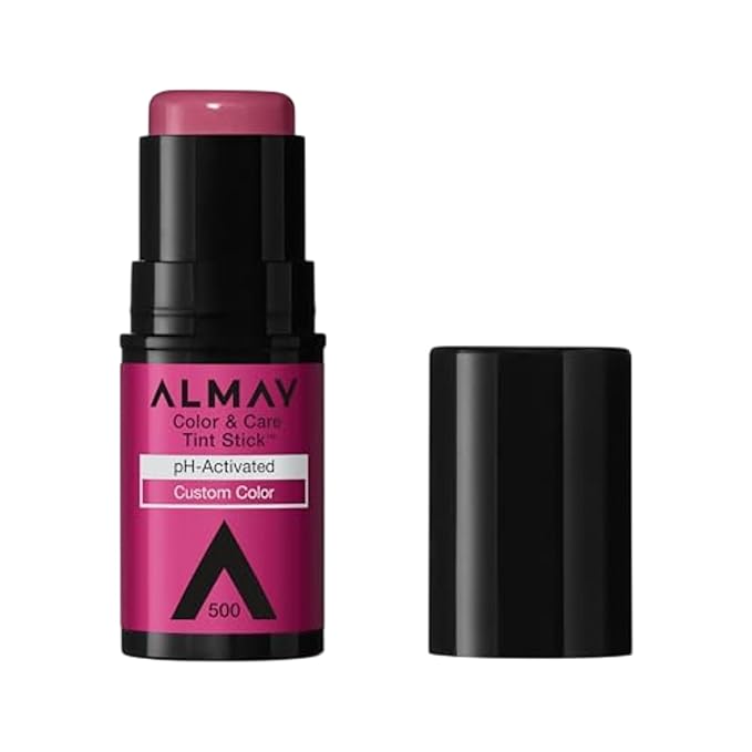 Almay Lip and Cheek Tint, Color & Care Tint Stick, Multi-Use Moisturizing Blush and Lip Color, Dewy Finish, 500 Berry Flush, 0.25 oz