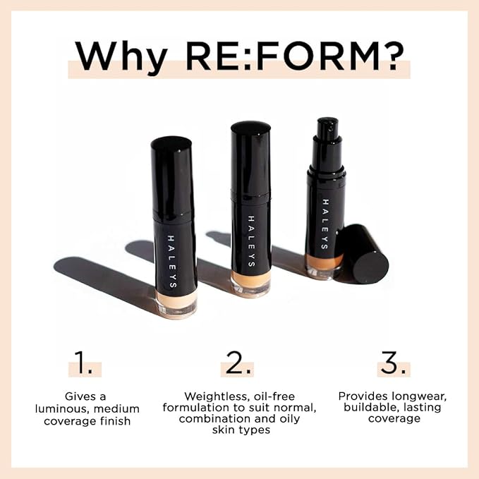 HALEYS RE:FORM Liquid Lux Foundation (8.75) Vegan, Cruelty-Free Long-Lasting Wear