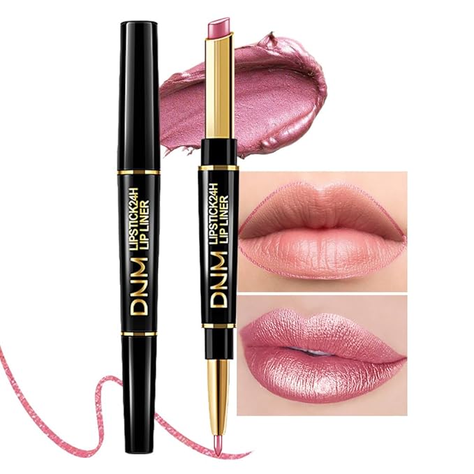2-in-1 Light Pink Lip Liner & Lipstick Set Kit for Women, Matte Lips Kit with Lip Liner Lip Stains Long Lasting Waterproof 24 Hour Lipstick and Lip Liners Combo Lipliners Pencil Set 16