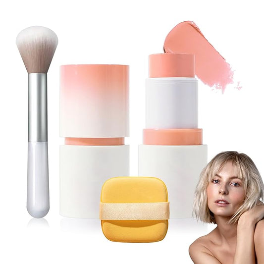 Cream Blush Stick with Brush and Makeup Sponge,Waterproof Multi Cream Makeup Stick,Lightweight,Long-lasting,2 in 1 Multi Blush for Cheeks & Lip Tint & Eyeshadow I