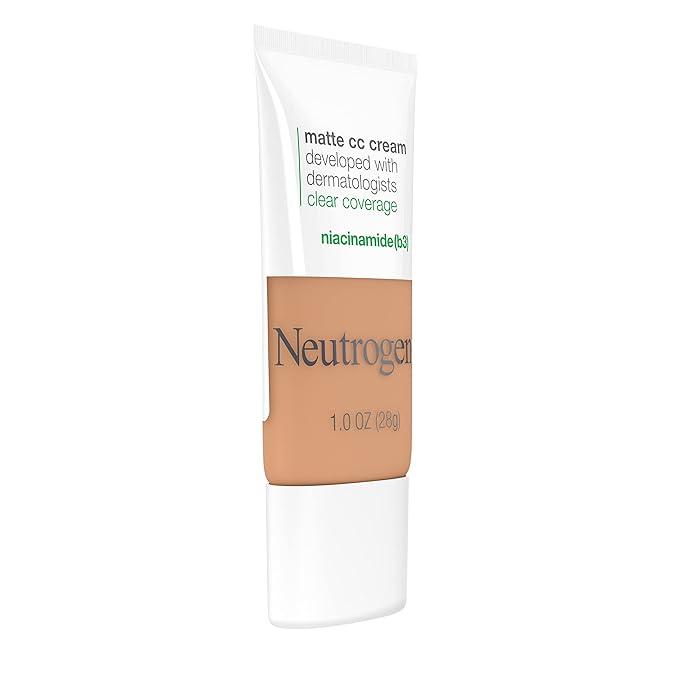 Neutrogena Clear Coverage Flawless Matte CC Cream, Full-Coverage Free, Wheat, 1 oz