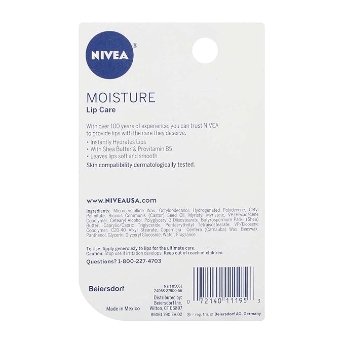 NIVEA A Kiss of Moisture Essential Lip Care 0.17 oz (Pack of 5)