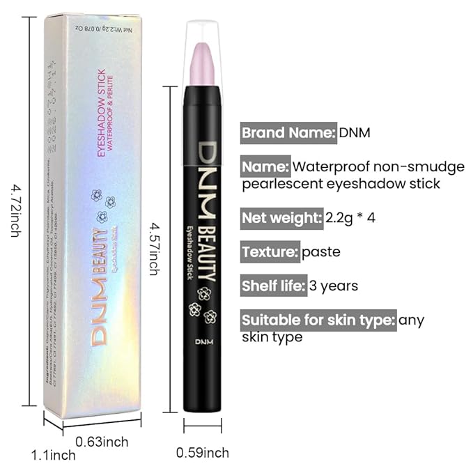evpct 4Pcs Cream Eyeshadow Pencil Bulk Stick Set for Eyes Waterproof Pink Light Purple Violet Mocha Beige Shimmer Metallic Eyeshadow Crayon Stick sombras en crema para ojos