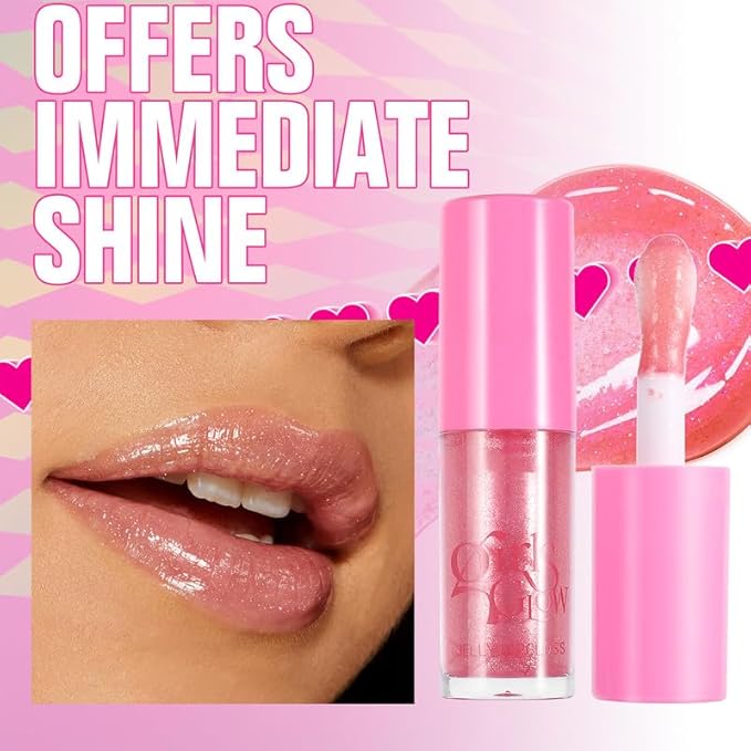 Red Cooling Jelly Lip Oil Gloss, Plump Moisturizing Cooling