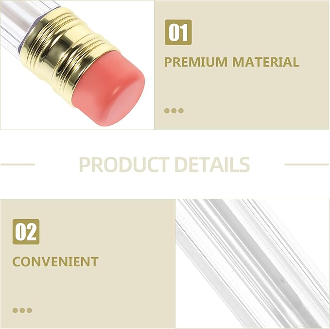 Garneck 12pcs Pencil Shaped Empty Lip Gloss Tubes 5ml Refillable Gloss Bottles For Diy Cosmetics Clear Mini Lip Oil Containers Novelty Lip Glaze Bottles For Women Girls