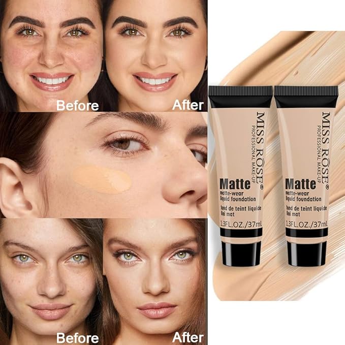 2 Pack Liquid Foundation Cream for Face Makeup,Durable
