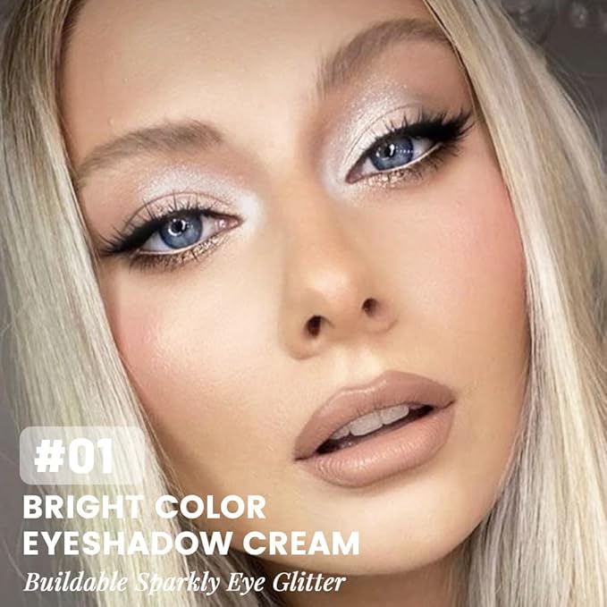 Eye shadow low saturation delicate long-lasting eye shadow palette, Monochrome Glittler Eyeshadow, pressed glitter eyeshadow, Glittle Pressed Powder Single Vegan Eyeshadow, (04 Glittle Pearl White)