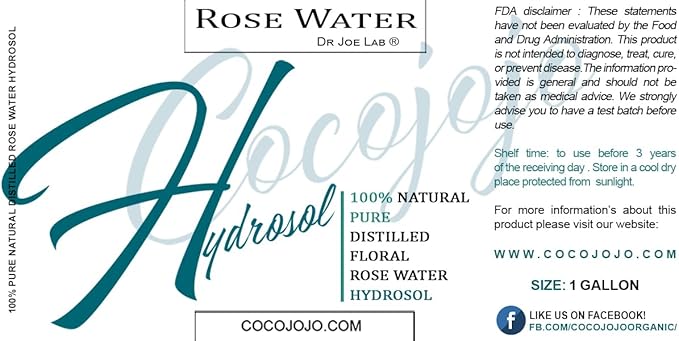 Rose Hydrosol Spray Cleansing Non GMO Facial Toner for Face Body Locs Rose Water Hydrating Face Mist, for Hydration Pure & Natural Hydrosol for All Skin Types - COCOJOJO - Bulk 128 OZ - 1 Gallon