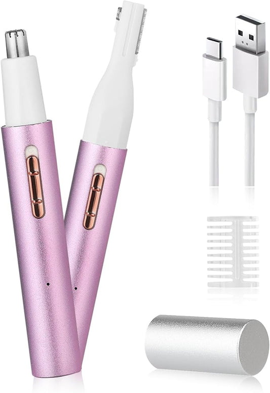 Nose & Eyebrow Trimmer for Women and Men,2025 Rechargeable Ear Razor & Face Shaver,Lady's Painless Portable Facial Hair Removal with Comb, Dermaplane Tool for face,Lips,Body,Leg (Purple)
