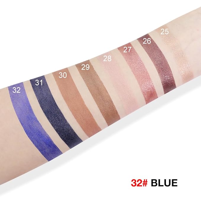 evpct Blue Shimmer Cream Eye Shadow Brightener Sticks Set for Eyes, Blue Shimmery Pencil Eye shadow Applicator Stick Pen Palette Makeup Waterproof sombras en crema para ojos 32#