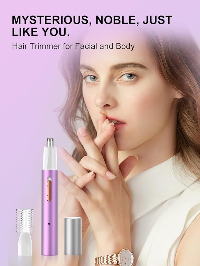 2025 Rechargeable Nose & Ear Hair Trimmer, Dual-Edge Blade Electric Clipper for Women Men, Facial & Eyebrow Hair Removal Tool, Powerful Motor, Painless, Easy to Clean, IPX7 Waterproof (Pink)