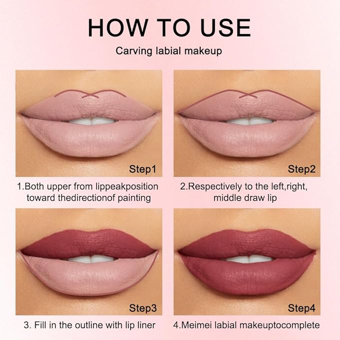 2 Pcs Natural Nude Brown Beige Colors Lip Liner Lipstick Pencils Set for Daily Makeup,Easy to Apply & Remove,Waterproof