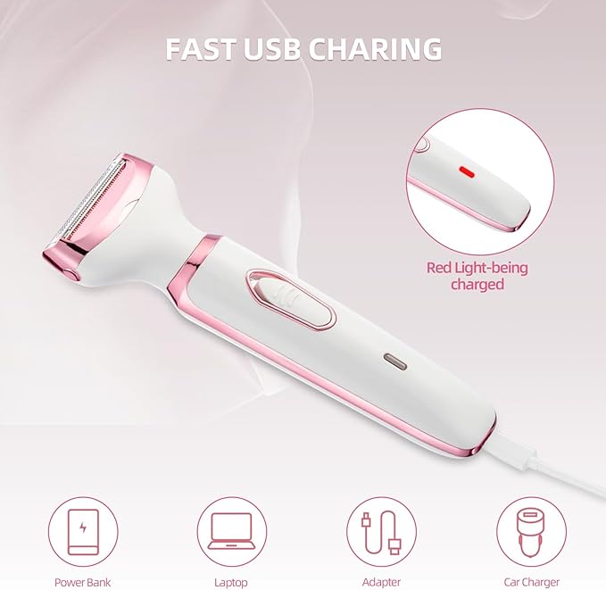 Electric Razors for Women, 4 in 1 Electric Women Shaver, Face Shavers Eyebrow Legs Armpit Bikini Area Pubic Underarms, Painless Facial Hair Removal Ladies Body Razors Set