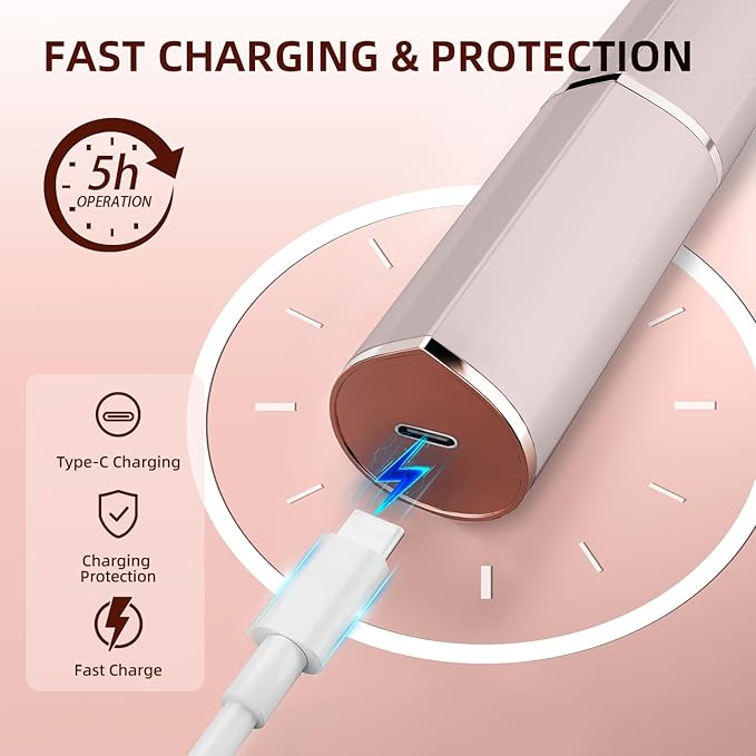 Facial Hair Removal for Women, Portable Lady Shaver, Rechargeable Painless Hair Remover for Face, Upper Lips, Chin, Peach Fuzz