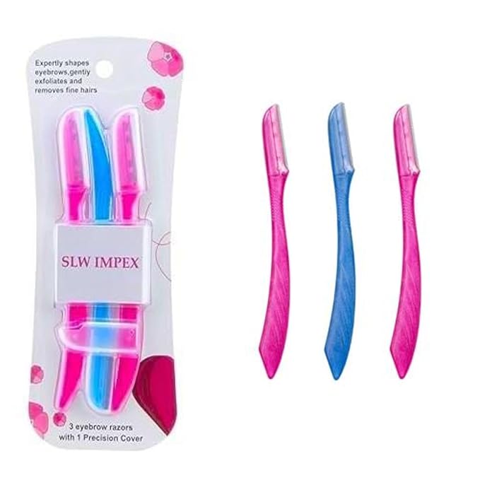 Eyebrow Razors for Women and Men – 3-Pack Facial Hair Remover and Exfoliating Dermaplaning Tool for Eyebrows, Upper Lip, Chin, Forehead – Precision Blade with Cover