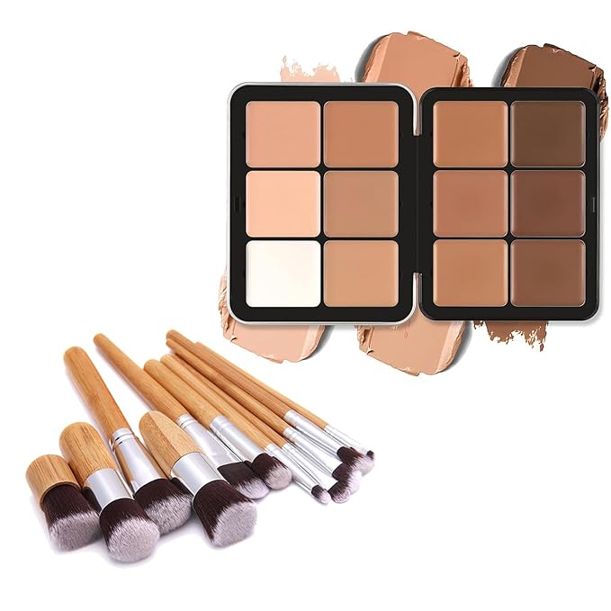 Makeup Cream Contour Palette with Makeup Brush, 12 to Dark
