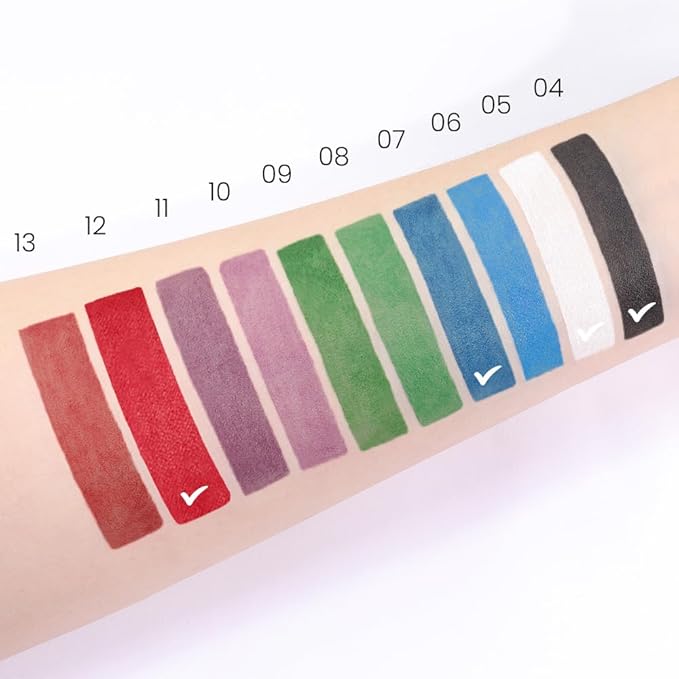 Kaely 4Pcs Black White Dark Blue Red Gel Eyeliner Pencil,Waterproof Smudge Proof Eye Liner,Clown Goth Halloween Makeup,Eye Black Face Paint Lipstick Crayon,Color Colorful Eyeliner Eyeshadow Stick