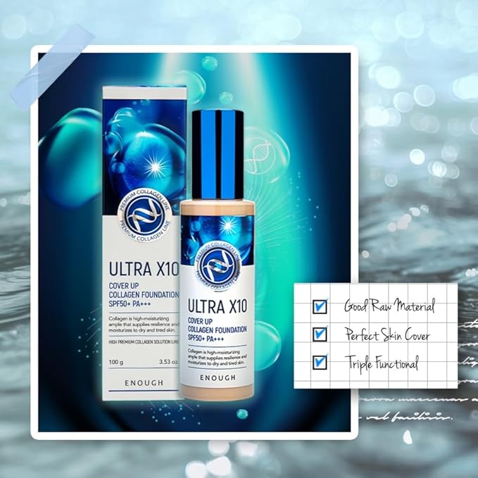 Enough Ultra X10 Cover Up Collagen Foundation, Hydrating 3.53oz