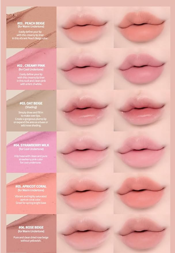 Heart Percent Dote On Mood Lip Pencil, Long-Lasting Creamy Lip Crayon Smooth Color Liner Retractable Lipstick Pencil 0.8g, #17. Taupe Beige