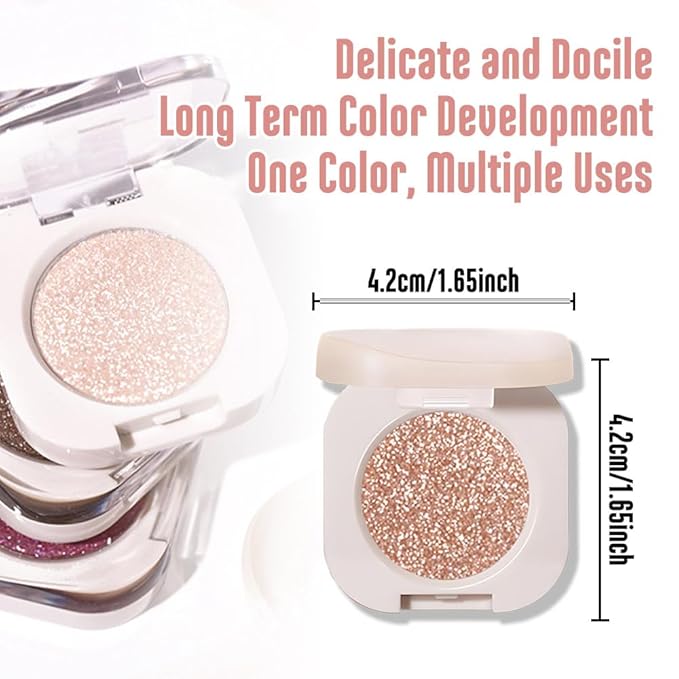 Glitter Shimmer Sparkle Eyeshadow Palette Makeup for Green Blue Eyes, Light Brown Glitter Shimmer Metallic Holographic Multichrome Cream Iridescent Single Monochrome Eye Shadow Makeup