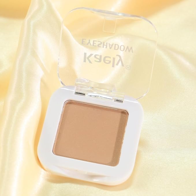 Buildable Matte Eyeshadow Makeup Palette Single - Light Nude Brown Burly Wood Shades | Creamy Pressed Powder for Easy Blending | Mini Travel Palette for Women | Everyday Natural Eye Makeup