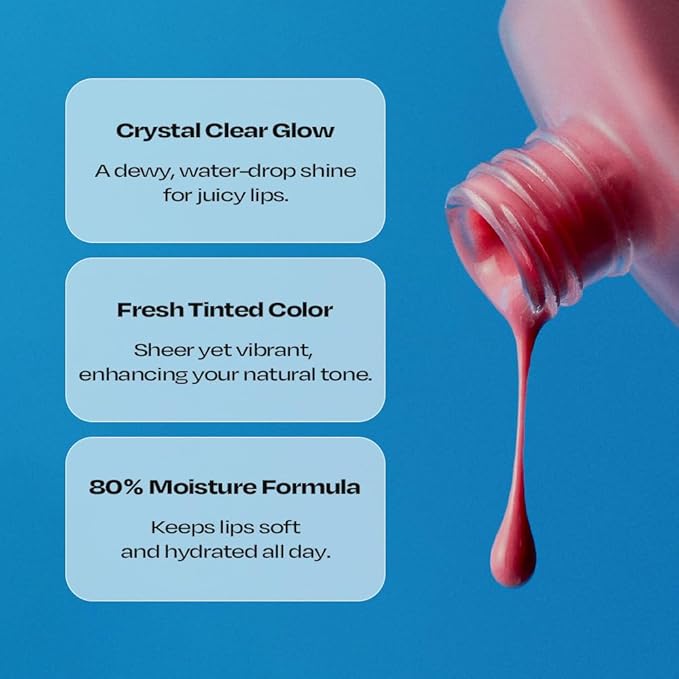 Lip Potion Aqua Glow No.3 Sugar Rose | Hydrating, Non-Sticky Gloss with Sheer Radiance | 0.3 Oz