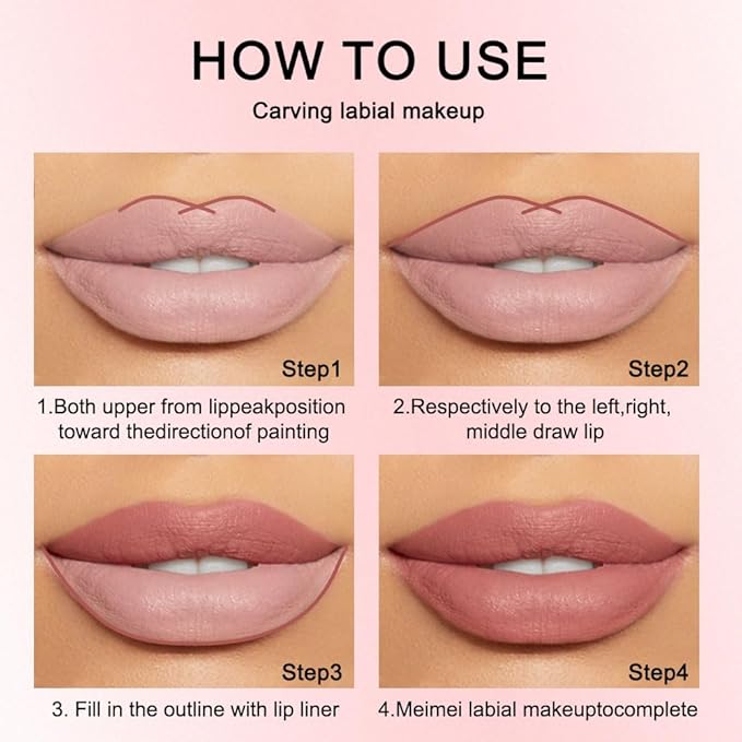 2 Pcs Natural Nude Brown Beige Colors Lip Liner Lipstick Pencils Set for Daily Makeup,Easy to Apply & Remove,Waterproof