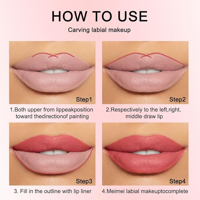 2 Pcs Natural Nude Brown Beige Colors Lip Liner Lipstick Pencils Set for Daily Makeup,Easy to Apply & Remove,Waterproof