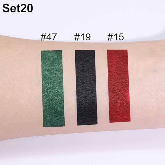 evpct 3Pcs Dark Black Emerald Green Red Matte Liquid Lipstick Lip Stain Sets for Women Matte+Lipstick Long Lasting 24 hr Hours Magic Lipstick 24 Hours original Waterproof 20#