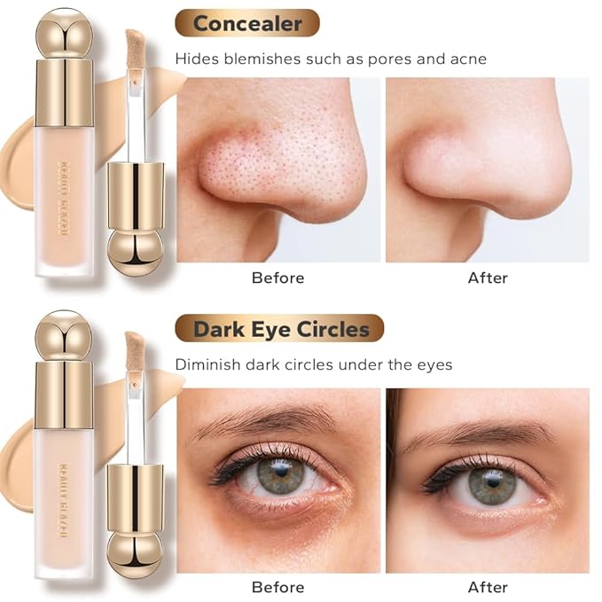 Hydrating Concealer, Lightweight Full Coverage Concealer for Dark Oz (102#)