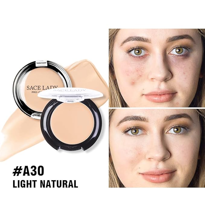 Waterproof Full Coverage Concealer With Primer Sponge Set, Light Natural)