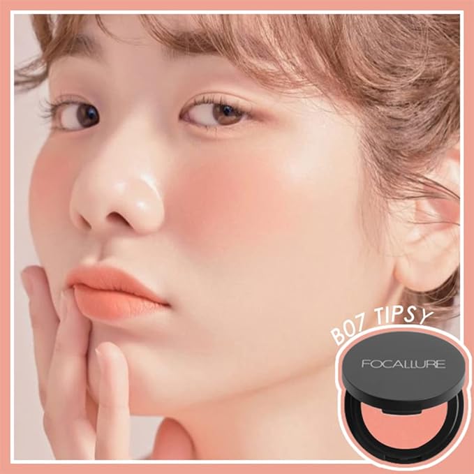 FOCALLURE Silky Face Pressed Blush,High Pigment Mineral Blusher,Create Blusher Makeup,TIPSY