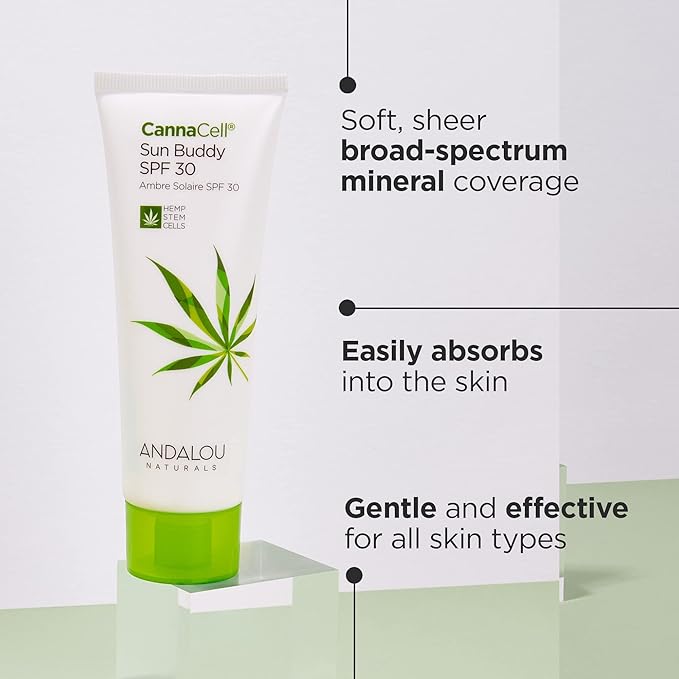Andalou Naturals Face Sunscreen, CannaCell Sun Buddy SPF 2.7 Fl Oz