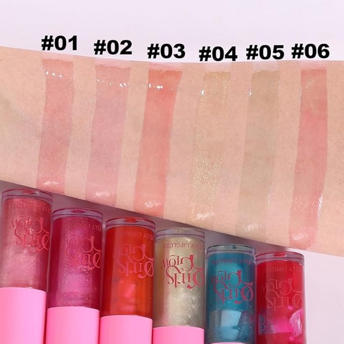 Jelly Glow Lip Oil Gloss, Long-Lasting Hydrating Non-Sticky Glow