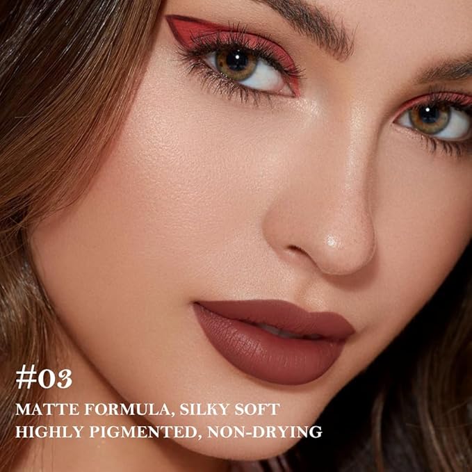 2Pcs Gradient Matte Lipstick Crayon Lip Liner pencil, Flawless Contour Gradual Ombre Effect lip Pencil, Lipstick for Women Long Lasting Waterproof Smudge Proof Lipstick Pencil 02#+03#