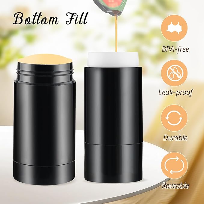 12 Pieces 15g Black Plastic Deodorant Tubes,Lipstick