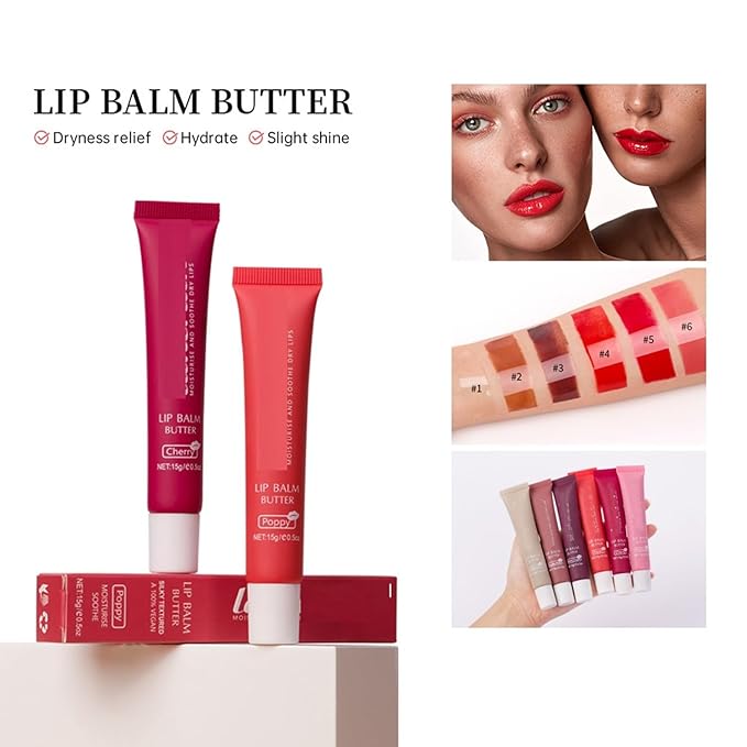 6 Color Hydrating Lip Butter Balm, Sugar)