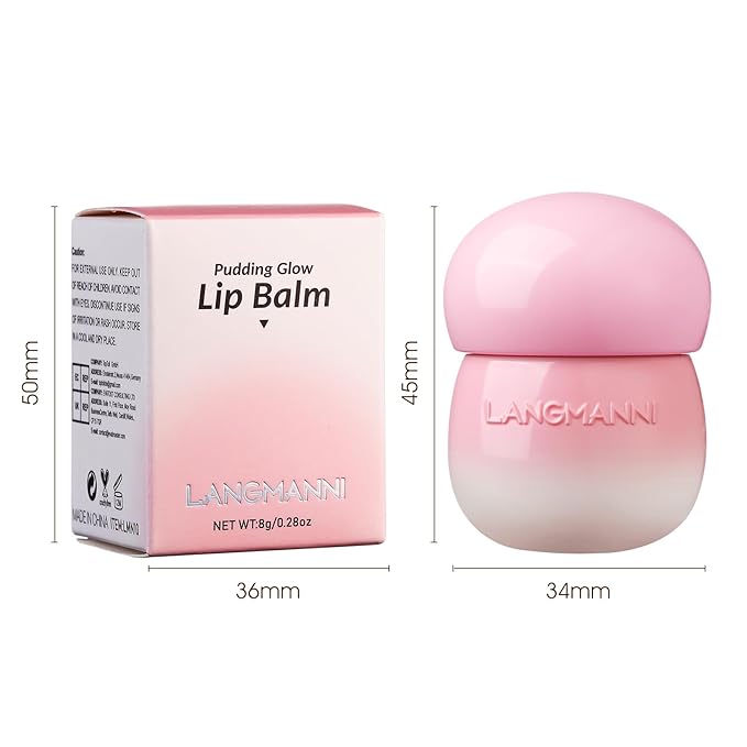 LANGMANNI Pudding Glow Lip Balm | Velvet-Smooth Lip Gloss for Nourished, Glowing Lips | Hydrating, Non-Sticky Glossy Tinted Lip Balm Makeup 0.28 Oz (#3+#4, 2)