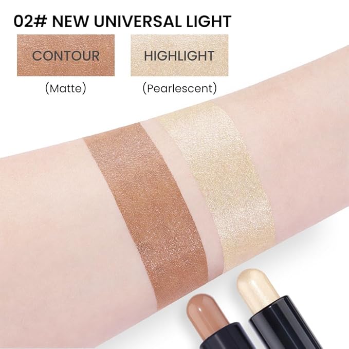 Kaely 2in1 Cream Bronzer Highlighter Stick,Face Shaping Contouring Shades Makeup,02