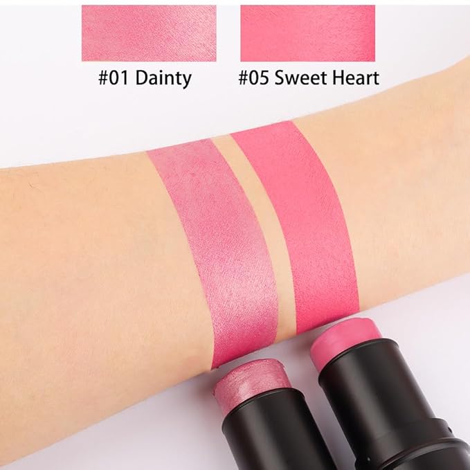 evpct 2Pcs Shimmer Pink Rose Cream Blush Stick