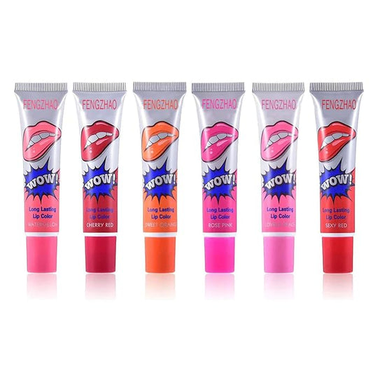 6 Colors Tattoo Magic Color Lip Stain Tint Long Lasting Lip Gloss Sets for Women Peel Off Colored Matte Sexy Color