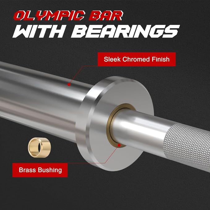 4FT Olympic Barbell Bar 47Inch Straight 2 Collars, 500Lbs Capacity 2 Inch