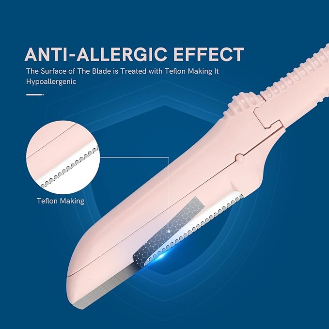 Eyebrow Razors for Women, Replaceable Face Razors kit, Dermaplane Shaving Tool for Men & Women, Face Razors for Peach Fuzz and Hair Removal, 4pcs Replacement Blades Available