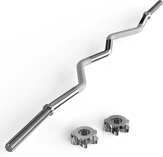 47" EZ Curl Bar Weight Lifting Bar 1-inch Curling 2 Star (300lb Weight