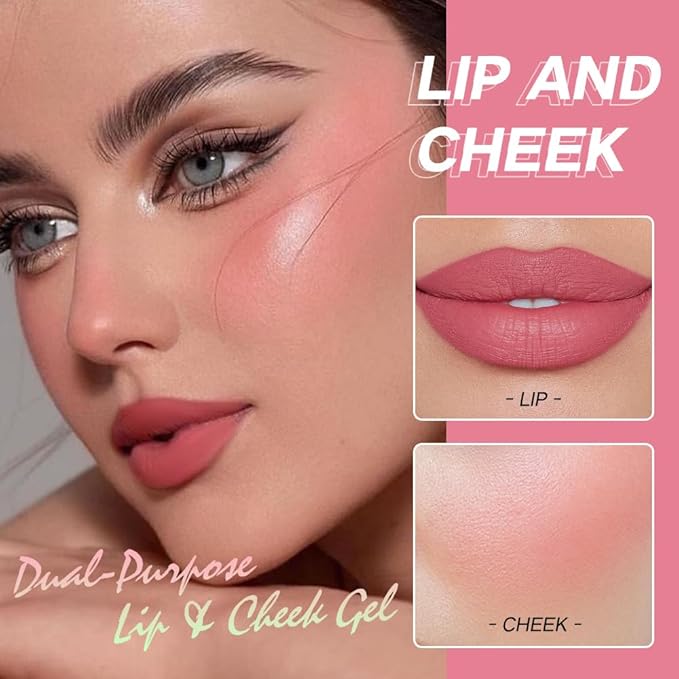 Face Cream Blush, 2-in-1 Lip & Cheek Makeup with Brush, Matte Blush Hydrating Formula, Lightweight, Buildable & Blendable Blusher for Women Girls-01 Maple Orange Brown