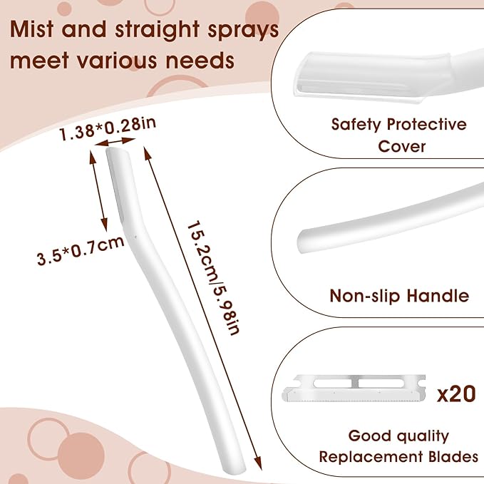 Dermaplaning Kit with 20pcs Blade Refills Exfoliating Facial Razor for Women Dermaflash Replacement Blade Dermaplaning Tool for Face Professional Eyebrow Razor for Men Peach Fuzz Eyebrow Hair Removal