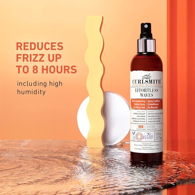 CURLSMITH - Effortless Waves Styling Spray, Lightweight and Moisturising, Reduce Frizz, Natural Look, For Wavy and Curly Hair, Vegan (59ml/2 fl oz) Trial or Travel Size