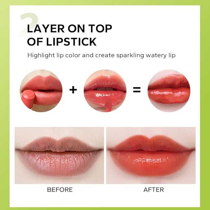 Beauty Glazed Big Brush Head Lip Oil, Ultra-Hydrating & Nourishing, Smooth Glossy Finish Lip Glow Oil, Shiny and Vegan Tinted Lip Gloss, Non-Sticky Formula (2, 103# SWEET & 104# LOVE)