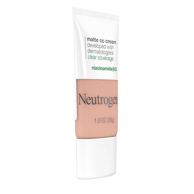 Neutrogena Clear Coverage Flawless Matte CC Cream, Full-Coverage Cool Beige, 1 oz